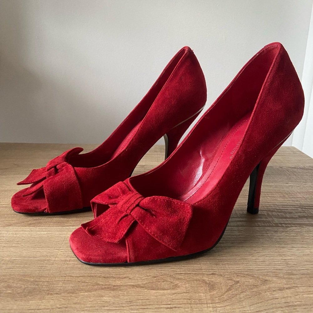 BCBG Red Suede 4-inch Heels